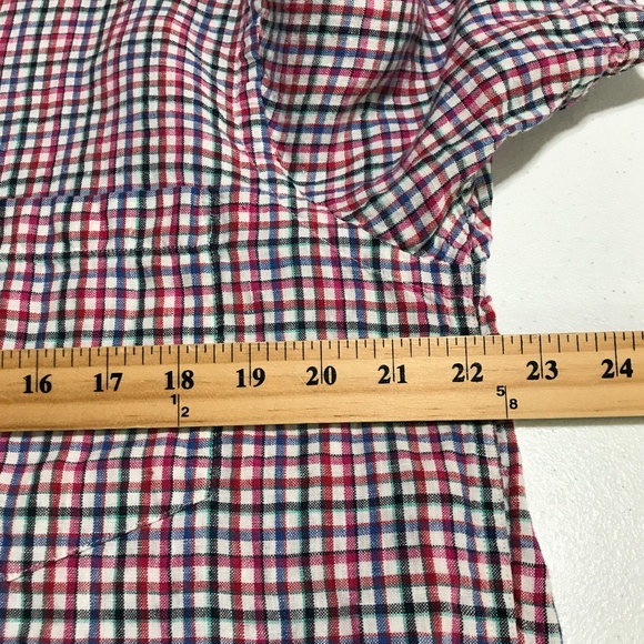 Orvis Shirt 100% Linen Mens Medium Short Sleeve Plaid Check - Picture 6 of 11